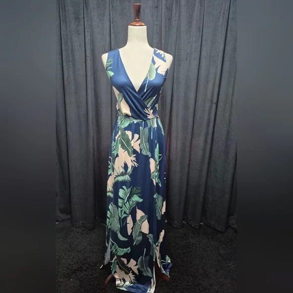 blue jean dress with belt Mint Tropical Maxi Dress main image 1